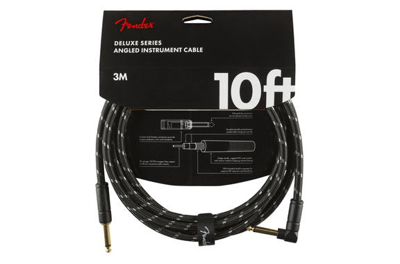Fender Deluxe Series Cable Angled 3m Black Tweed image 1