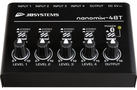 JB-Systems NANOMIX-4BT USB Interface 4-Kanaals Line Mixer image 1