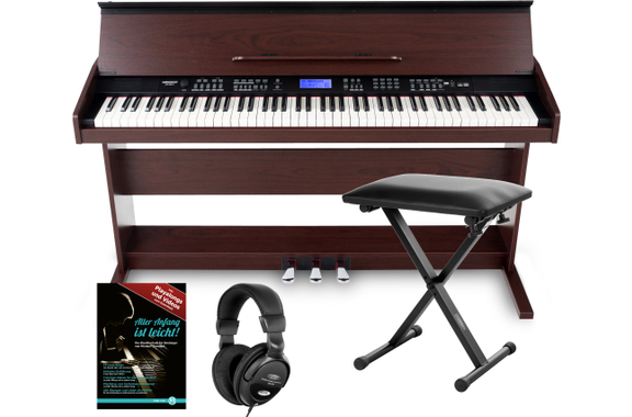 FunKey DP-88 II Digitalpiano bruin Set met Economy Keyboardbank, Koptelefoon en Pianoles image 1