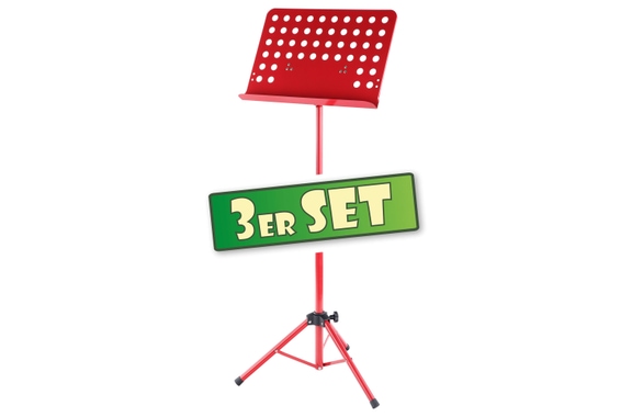 Classic Cantabile Orchestra Stand Perforated Heavy Red 3x Set image 1
