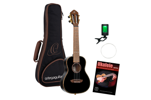 Ortega Onyx Series Ukulélé Concert Tout Noir Brillant Set image 1