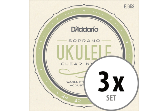 D'Addario EJ65S Pro-Arté Custom Extruded Ukulele Soprano 2x Set image 1