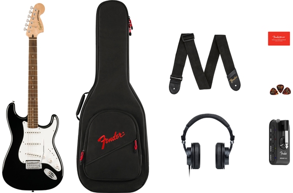 Squier Affinity Series Stratocaster Mustang Micro Pack Black image 1