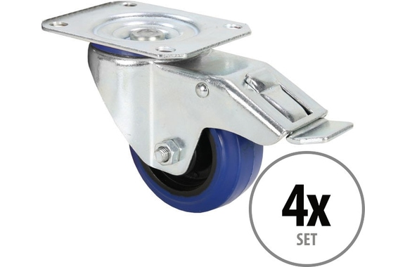 Adam Hall 372091 Bluewheel Swivel Caster with Brake 4-Piece Set image 1