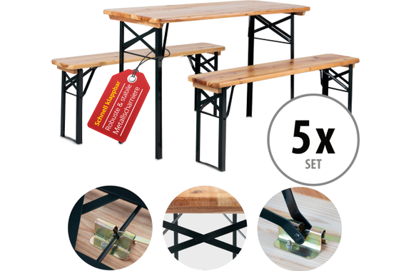 Stagecaptain Hirschgarten Conjunto De Muebles Para Carpa De Cerveza 117 cm Natural 5x Set image 1