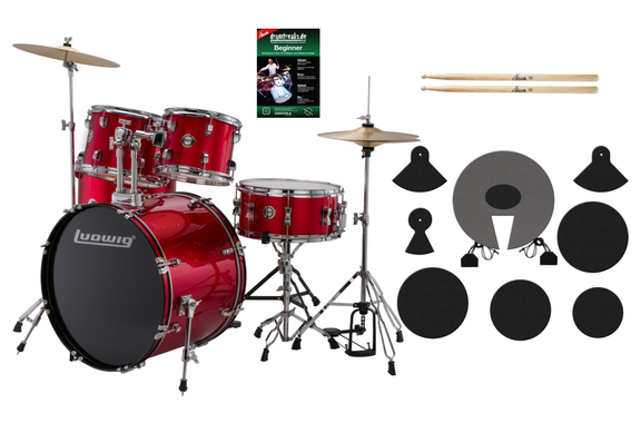Ludwig Accent Drive Shellset Red Beginner Set image 1