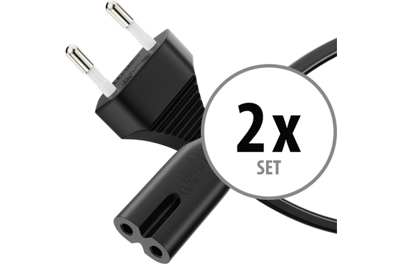 Sonero IEC C7 Netzkabel Eurostecker 5m schwarz 2er Set image 1