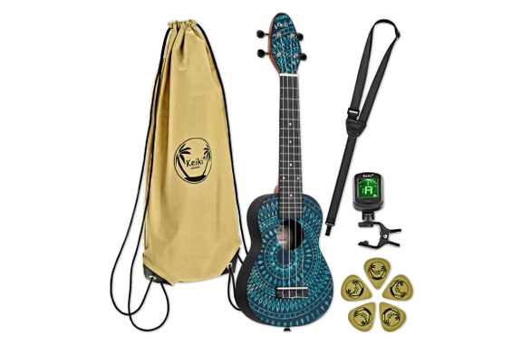 Ortega K2SS-BKC Keiki Superscale Ukulele Pack Blue Kaleidoscope image 1
