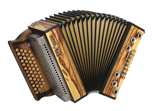 Strasser 4/III Hoamat Harmonika G-C-F-B Con X-Bass, Chen Chen Tigerwood image 1