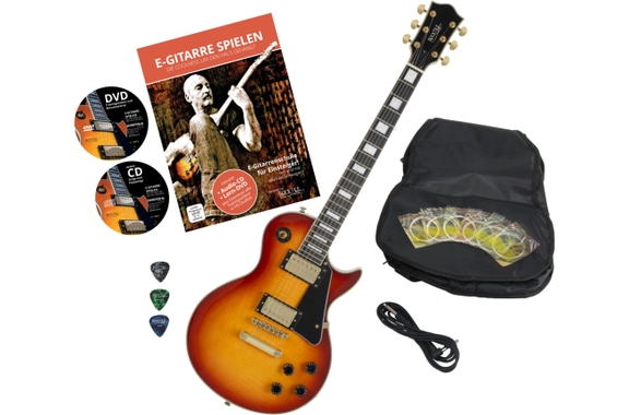 Rocktile Pro L-200OHB Electric Guitar Orange Honey Burst Set with Accessories image 1