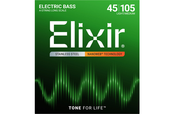 Elixir 14677 E-Bass Stainless Steel 4-String Light/Medium Long Scale image 1