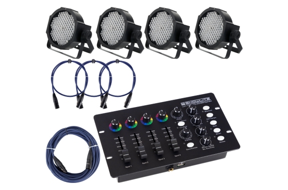 Set de 4 Focos Showlite FLP-144W Incl. Controlador DMX y Cables image 1