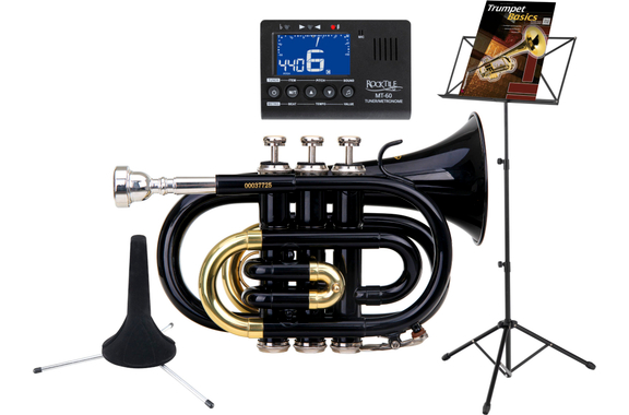 Classic Cantabile TT-400 Bb Pocket Trumpet Black Starter Set image 1