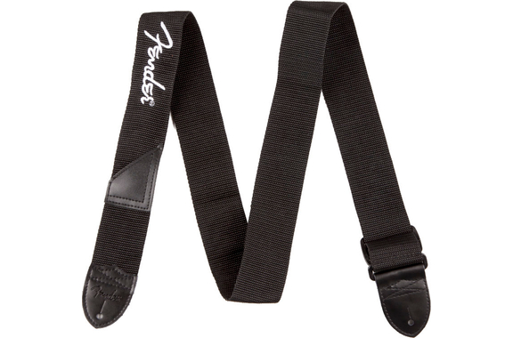 Fender Logo Strap Black with White Logo image 1