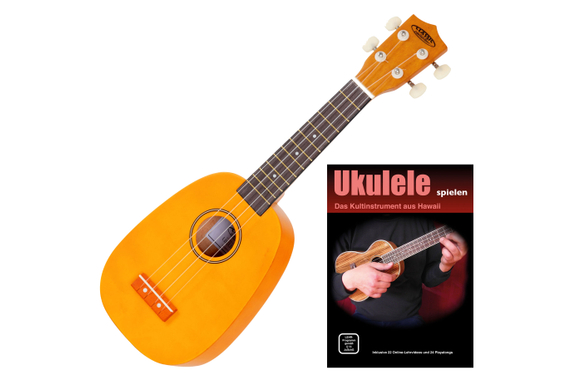 Classic Cantabile US-100P NAT Sopraan-Ukulele Pineapple Set incl. Ukuleleschool image 1