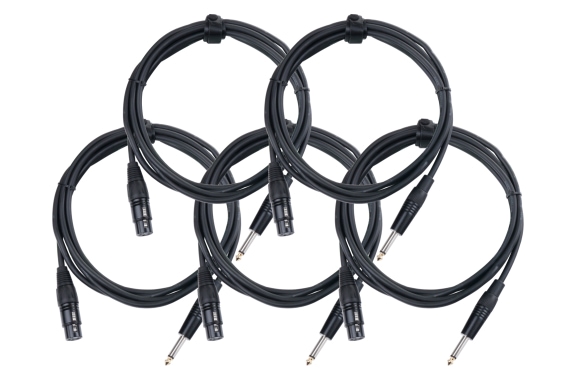 Pronomic Stage XFJ-2.5 Cavo Microfono XLR/Jack 2,5 m Nero Set da 5 image 1