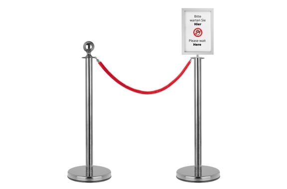 Stagecaptain PLS-150 Deluxe 2.1-150S Barrier Post Crowd Control System 1.5m Silver Set with Sign Holder image 1