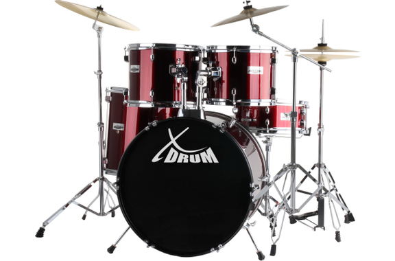 XDrum Semi 20" Studio Batteria Lipstick Red Set incl. Supporto a Braccio + Piatti Crash image 1