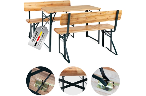 Stagecaptain BBDL-119 Hirschgarten Conjunto De Banco De Cervecería Con Respaldo Para Balcón 119 cm Natural image 1