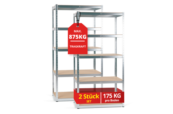 Stagecaptain Heavyrack Scaffale da Magazzino con Ripiani in Legno, max. 875 kg Set da 2 image 1