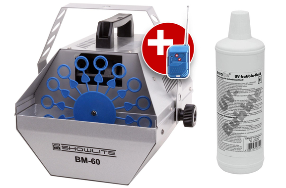 Showlite BM-60 Zeepbellenmachine SET incl. UV-Fluid geel image 1