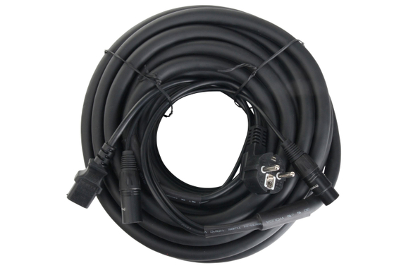 Pronomic Stage EUIECX-15 Câble Hybride Fiche Schuko vers Connecteur IEC, XLR/XLR 15m image 1