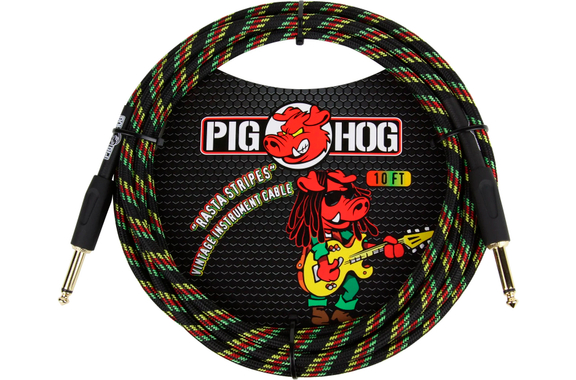 Pig Hog "Rasta Stripes" Instrumentenkabel 3m image 1