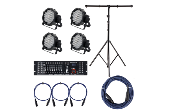Showlite FLP-144W Fari 4 x Set incl. Showlite Master Pro USB, Statore & Cavi image 1