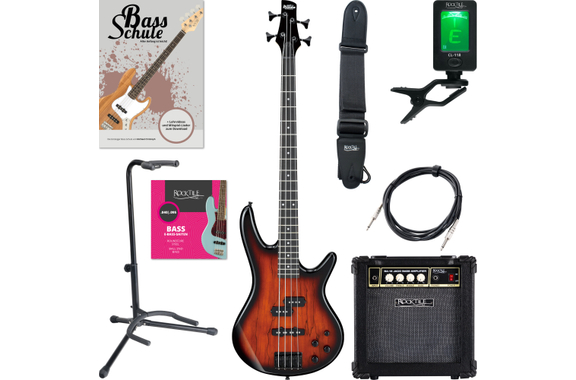 Ibanez GSR200SM-CNB Charcoal Brown Burst Starter Set image 1