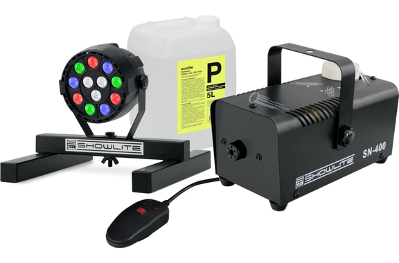 Showlite SN-400 Nebelmaschine + SPS-121 RGBW Spot Set mit 5l Fluid image 1