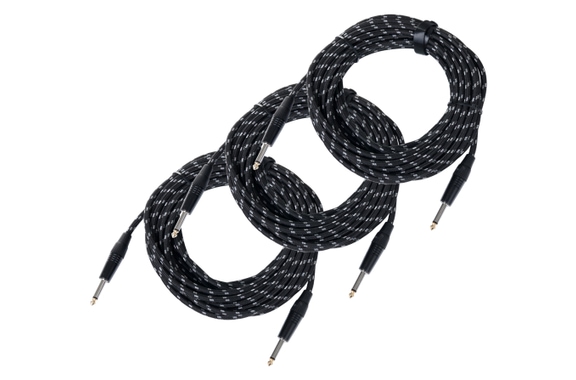 Pronomic Stage INST-10T Instrumentenkabel Klinke 10m Textil 3x Set image 1