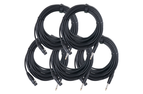 Pronomic Stage XFJ-10 Cavo Microfono XLR/Jack 10 m Nero Set da 5 image 1