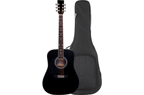 Classic Cantabile WS-10BK-LH Westerngitaar zwart Linkshandig model Tas Set image 1