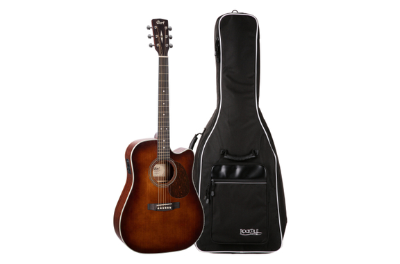 Cort MR500E Brown Burst Westerngitaar Gigbag Set image 1