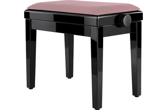 Classic Cantabile Banc De Piano Modèle A Noir Laqué Velours Rosé image 1