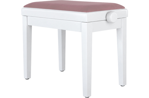 Classic Cantabile Banquette De Piano Modèle A Blanc Laqué Velours Rosé image 1