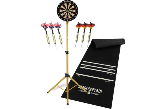 Stagecaptain DBS-1715C BullsEye Champion Cible de Fléchettes + Support et Tapis Set Or image 1
