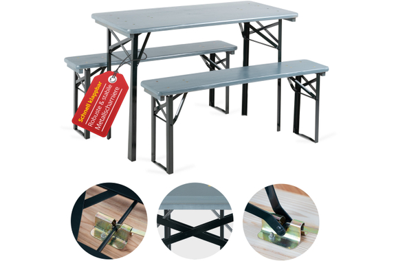 Stagecaptain Hirschgarten Conjunto De Muebles Para Biergarten Para Balcón 117 cm Gris image 1