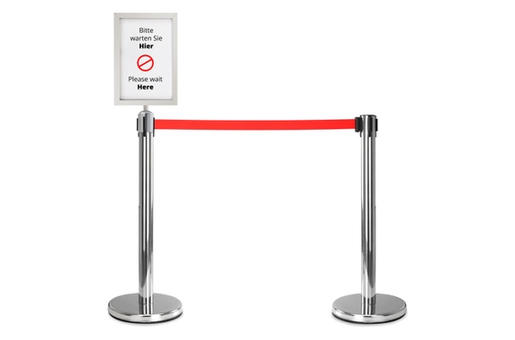 Stagecaptain PLS-200S Absperrständer Personenleitsystem silber Paar Set mit Schilderaufsatz image 1