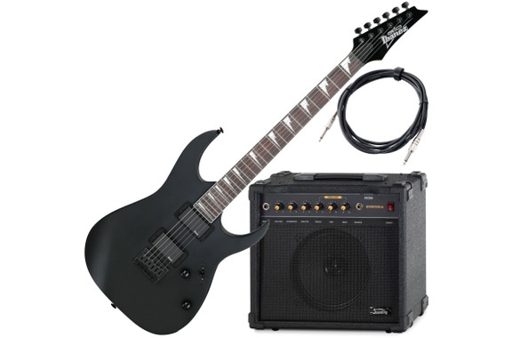 Ibanez GRG121DX-BKF Electric Guitar Black Flat AK30A Set image 1