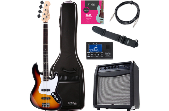 Rocktile Fatboy II SB E-Bass Sunburst Starter Bundle image 1