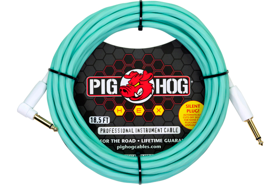 Pig Hog Hex Series Silent Kabel 5,6m Winkel Seafoam Green image 1