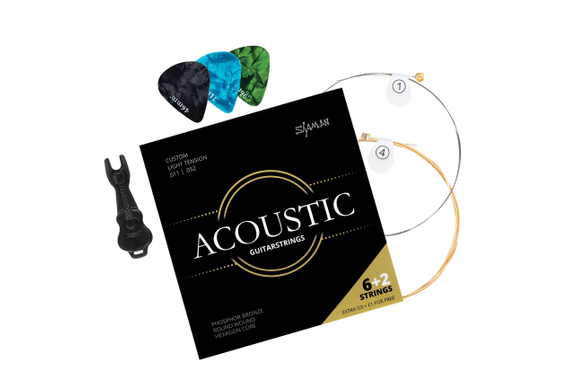 Cuerdas Shaman Acoustic para guitarra western incl. 2 cuerdas de repuesto y 3 púas image 1