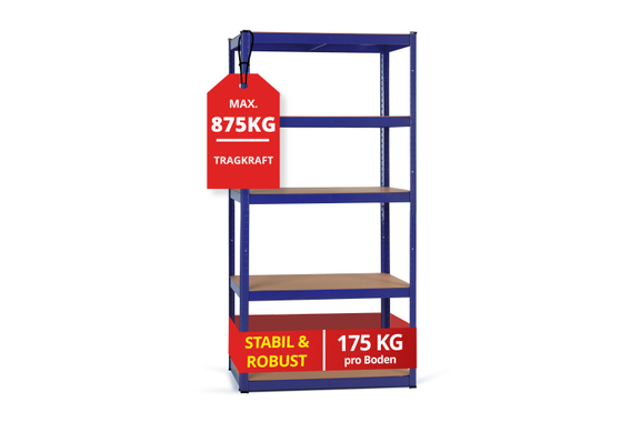 Étagère de Stockage Stagecaptain Heavyrack avec Tablettes en Bois Bleue, max. 875 kg image 1