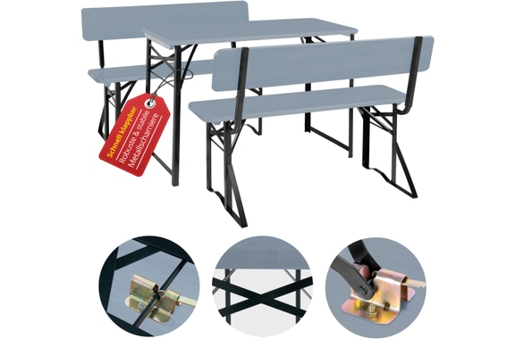 Stagecaptain BBDL-119 GY Hirschgarten Conjunto De Banco De Cervecería Con Respaldo Para Balcón 119 cm Gris image 1