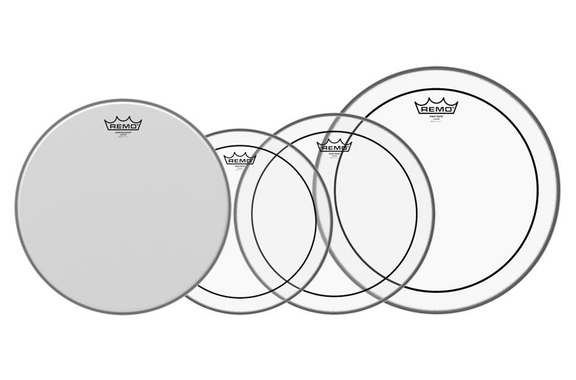 Remo 12" 13" 16" Pinstripe Clear Set PLUS 14" Ambassador Coated image 1