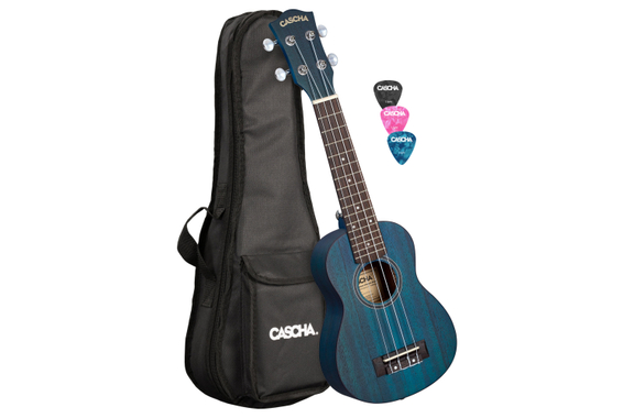 Cascha HH 2266L Premium Mahonie Sopraan-Ukulele Set Blauw - L image 1