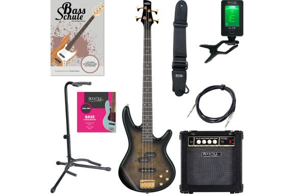 Ibanez GSR200PC-TPB Transparent Pale Black Burst Starter Set image 1
