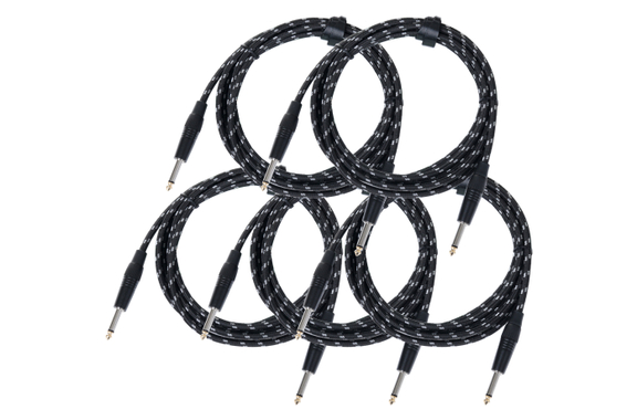 Pronomic Stage INST-3T Instrumentkabel Jack 3m Textiel 5x Set image 1
