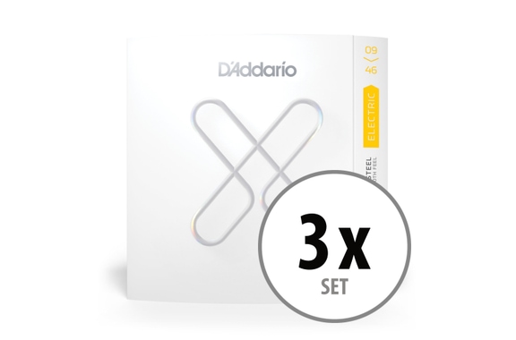 D'Addario XS Nickel Plated Steel 09-46 Super Light Top / Regular Bottom 3x Set image 1